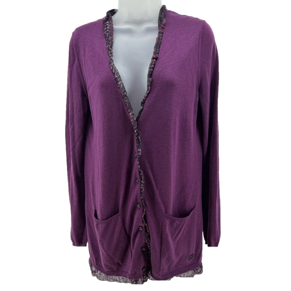 Burberry Purple wool silk cashmere blend cardigan